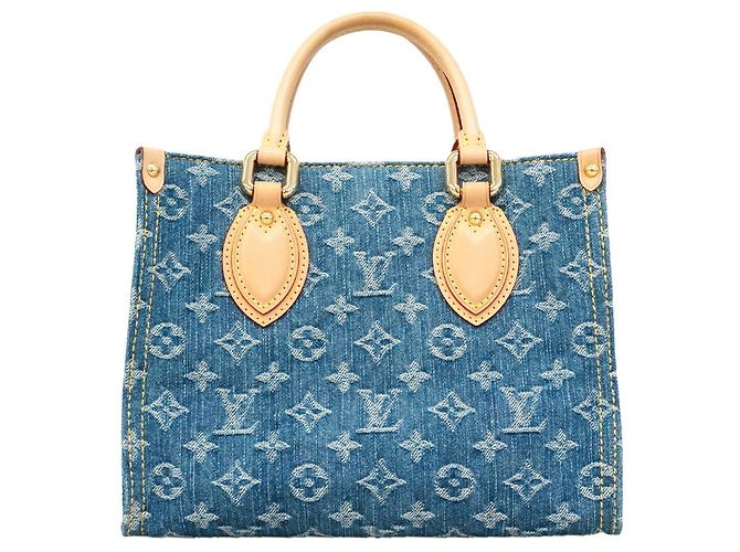 Sac à main Louis Vuitton Monogram Denim OnTheGo PM Bleu - vue 8
