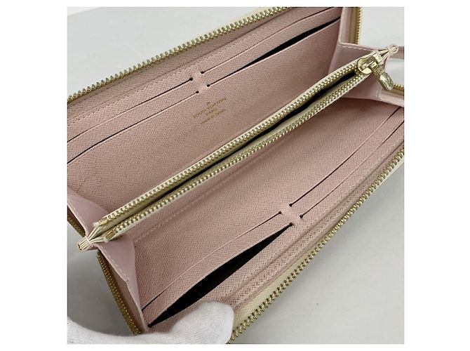 Louis Vuitton Damier Azur Portefeuille Clemence Long Wallet Rosa Bianco - vista 3