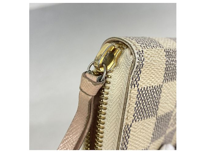 Louis Vuitton Damier Azur Portefeuille Clemence Long Wallet Rosa Bianco - vista 7
