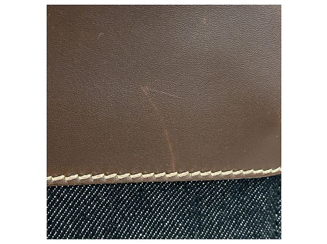 Sac cabas Chanel en denim et cuir Marron Noir - vue 11