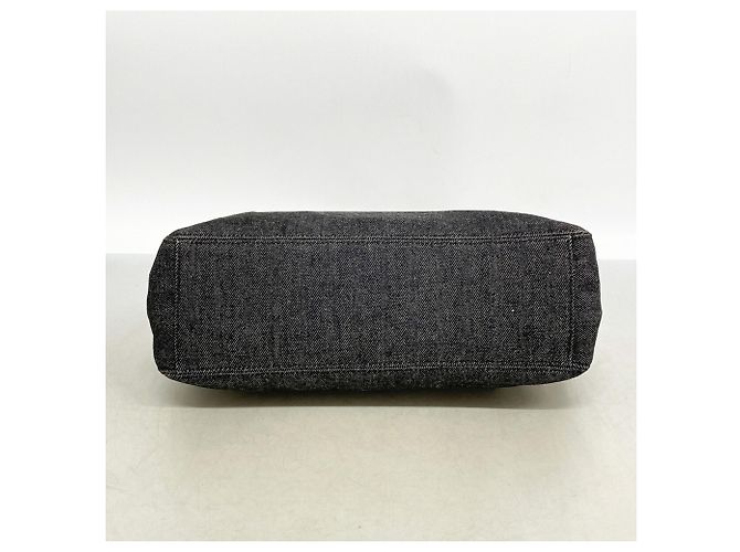 Sac cabas Chanel en denim et cuir Marron Noir - vue 3