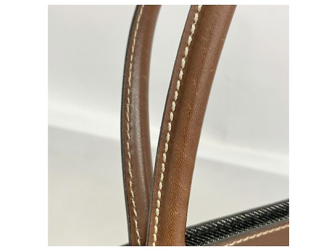 Sac cabas Chanel en denim et cuir Marron Noir - vue 8