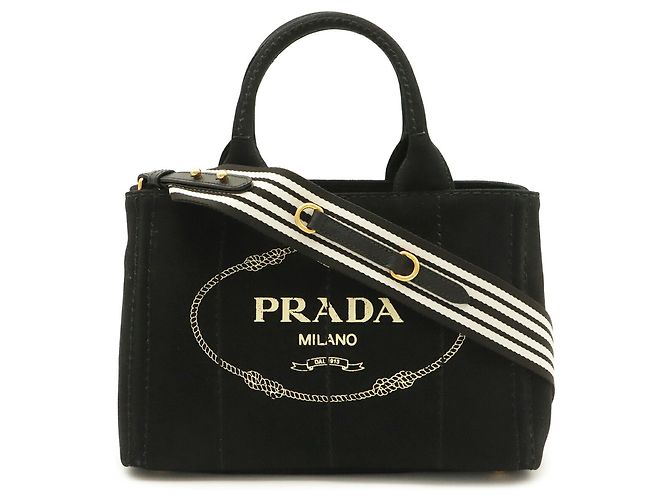 Tote Sac cabas/Sac à épaule Prada Canapa Noir Écru - vue 2