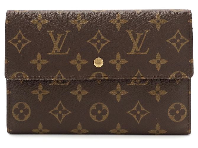 Louis Vuitton Monogram Pochette Passport Tri-fold Long Wallet Castaño - vista 2