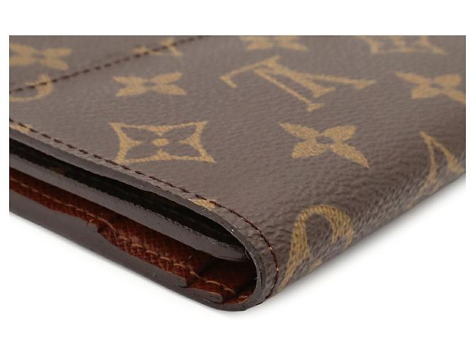 Louis Vuitton Monogram Pochette Passport Tri-fold Long Wallet Castaño - vista 4