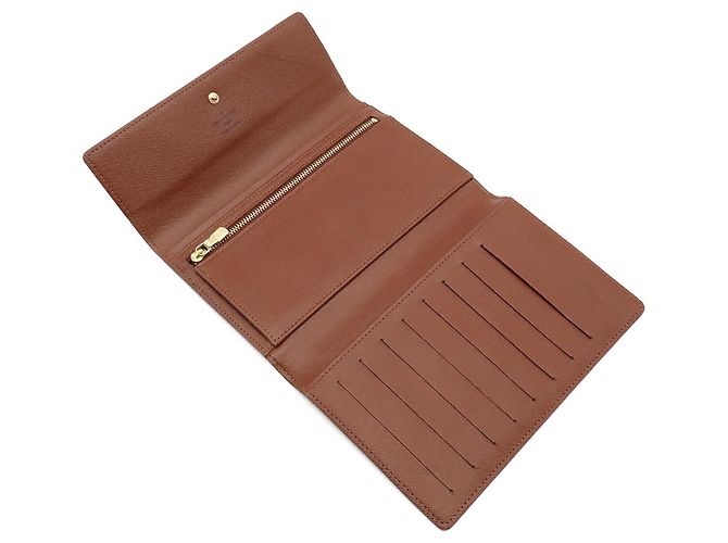 Louis Vuitton Monogram Pochette Passport Tri-fold Long Wallet Castaño - vista 6