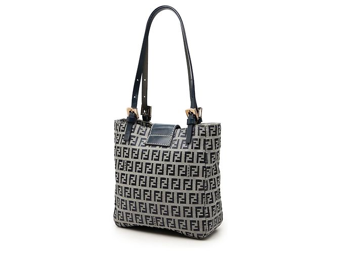Borsa a tracolla Fendi in tela Zucchino grigia - vista 2