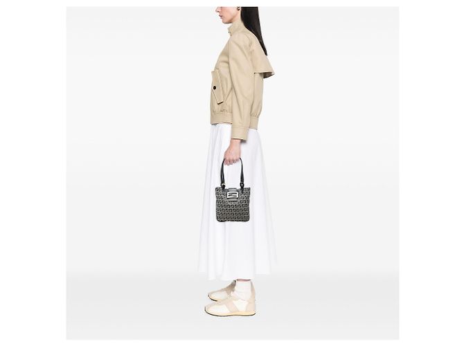 Borsa a tracolla Fendi in tela Zucchino grigia - vista 6