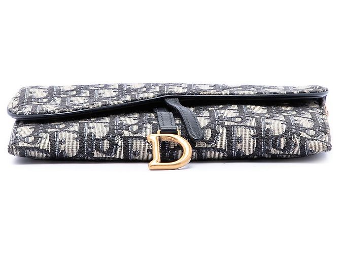 Autre Marque Cartera Saddle On Chain de lona Blue Oblique Dior Azul Azul marino - vista 3