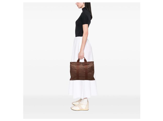 Hermès Brown Canvas Herline MM Castaño - vista 6