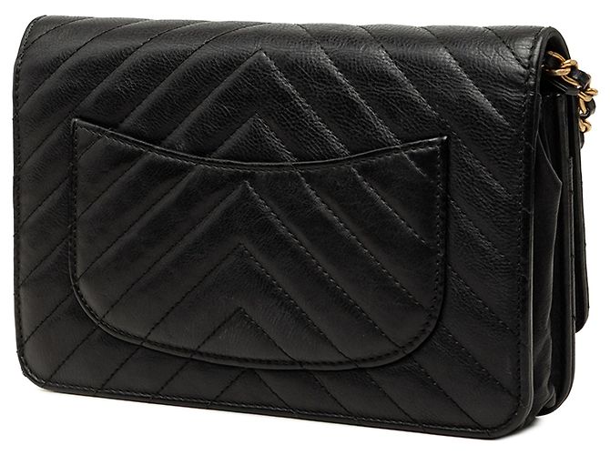 Portafoglio Chanel Black CC Chevron Calfskin Wallet On Chain Nero - vista 2