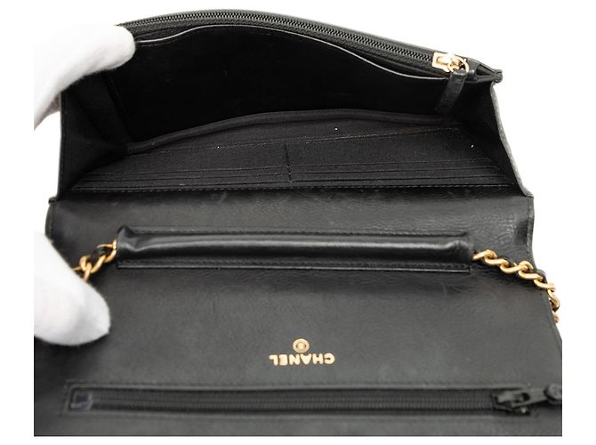 Portafoglio Chanel Black CC Chevron Calfskin Wallet On Chain Nero - vista 4