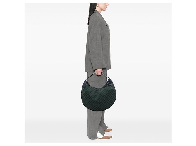 Gucci Green Large GG Canvas Half Moon Hobo Verde Verde oscuro - vista 6
