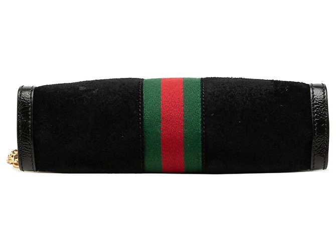 Gucci Borsa a Tracolla Ophidia Chain Piccola in Suede Nero - vista 3