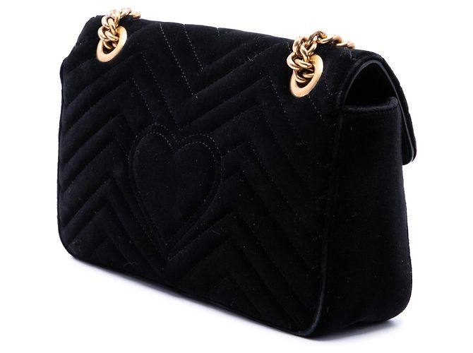 Borsa a tracolla Gucci GG Marmont Matelassé in velluto nero Medium - vista 2