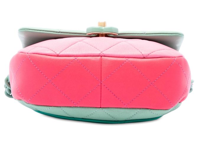 Chanel Mini Tricolor Green Lambskin Lacquered Chain Flap - vista 3
