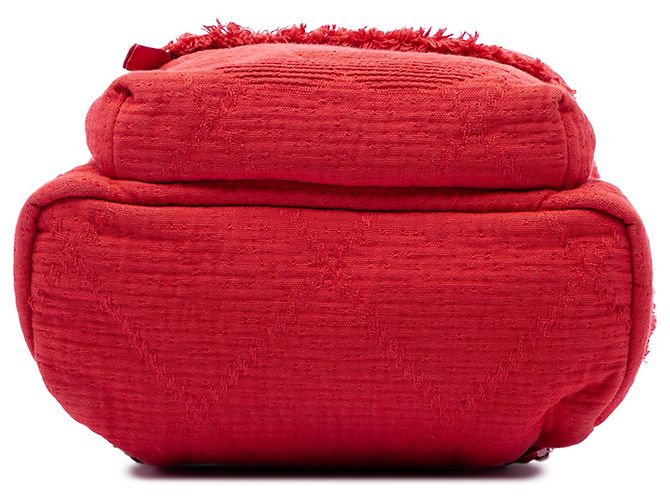 Mochila Chanel em lona acolchoada vermelha com bolso frontal e franjas Vermelho - vista 3