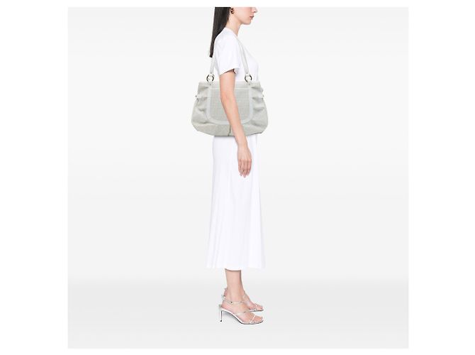 Borsa Tote Chef Fendi Zucca Spalmati Large Bianca Bianco - vista 6