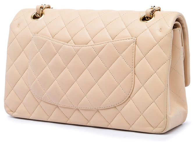 Chanel Beige Medium Classic Lambskin Double Flap Bege - vista 2