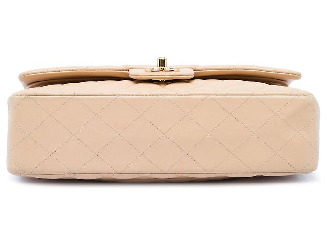 Chanel Beige Medium Classic Lambskin Double Flap Bege - vista 3