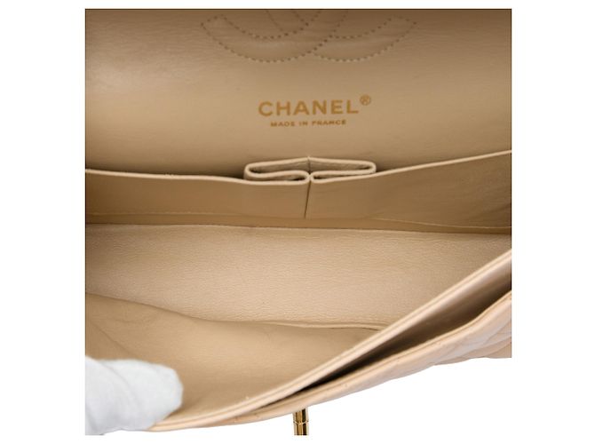 Chanel Beige Medium Classic Lambskin Double Flap Bege - vista 4