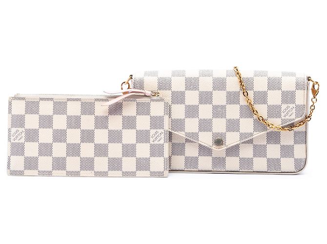 Louis Vuitton White Damier Azur Pochette Felicie Bianco - vista 7