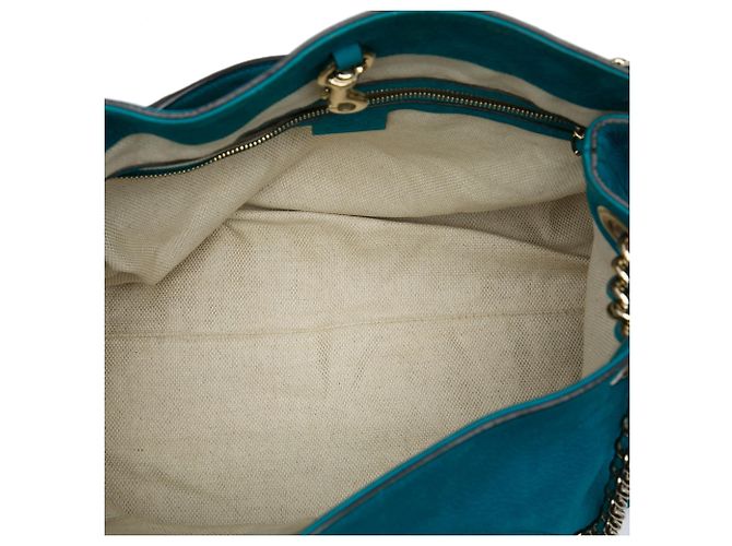 Gucci Soho Chain Tote aus Kalbsleder, Blau, Medium Türkis - Ansicht 4