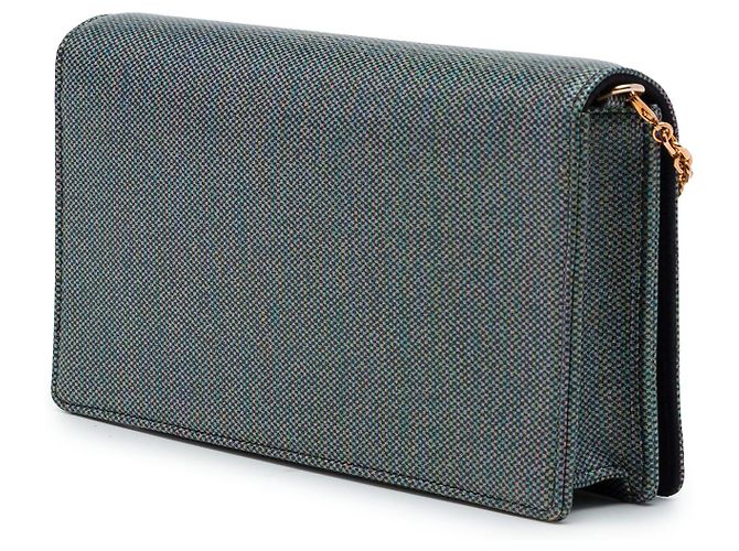 Autre Marque Dior Wallet on Chain aus grau beschichtetem Canvas mit Hahnentritt-Muster Braun - Ansicht 2