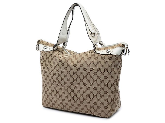 Borsa Satchel Gucci Beige GG Canvas Icon Bit - vista 2