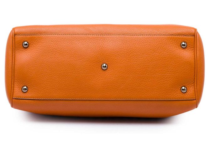 Bamboo Bolsa Gucci Shopper em couro de bezerro laranja tamanho Medium com alça de bambu - vista 3