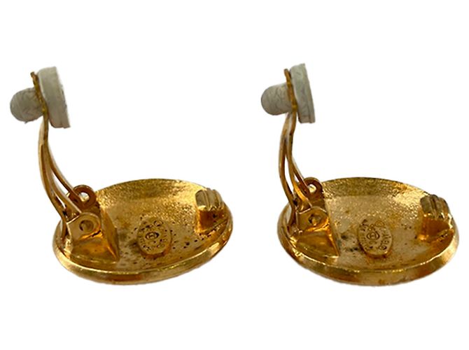 Orecchini a clip rotondi Chanel Gold CC placcati oro D'oro - vista 4