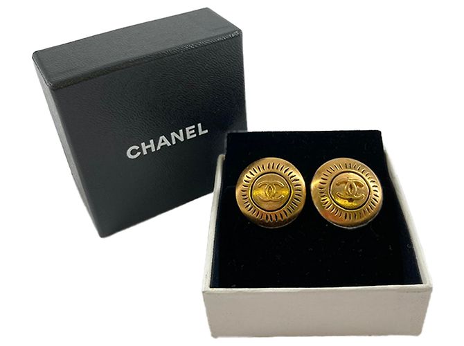 Orecchini a clip rotondi Chanel Gold CC placcati oro D'oro - vista 7