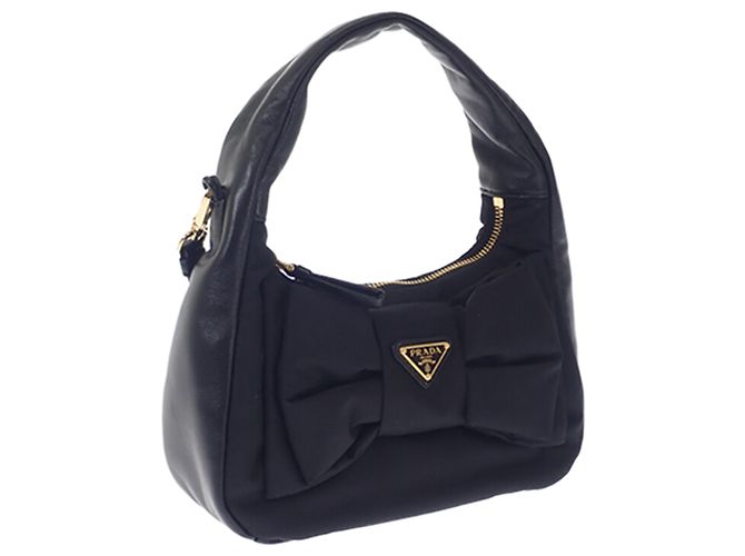 Bolso Prada Black Mini Re Nylon and Nappa Bow Satchel Negro - vista 2