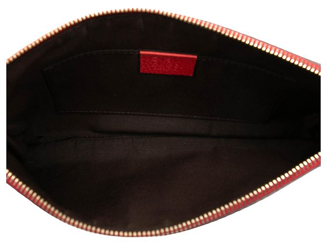 Bamboo Clutch Gucci in pelle di vitello rossa con bambù Rosso - vista 4