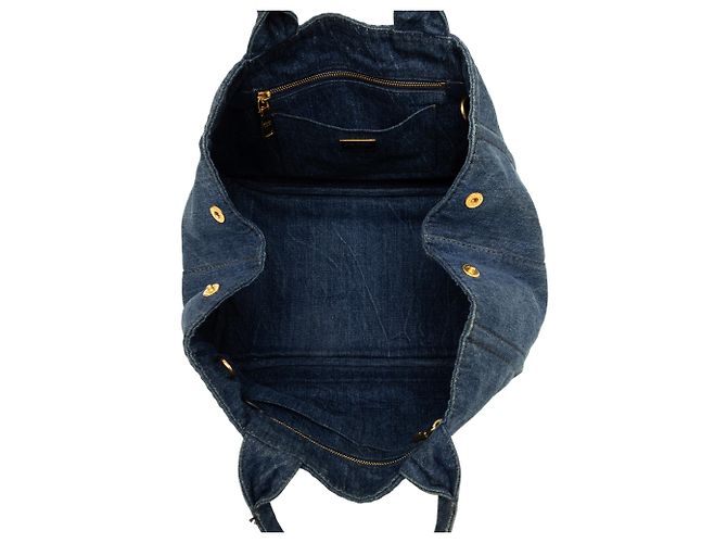 Prada Blue Denim Canapa Logo Tote Blau - Ansicht 4
