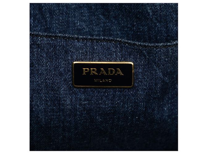Prada Blue Denim Canapa Logo Tote Blau - Ansicht 5