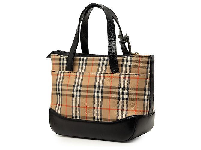 Borsa a mano Burberry Beige Haymarket Check Canvas - vista 2