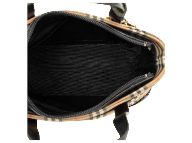 Borsa a mano Burberry Beige Haymarket Check Canvas - vista 4