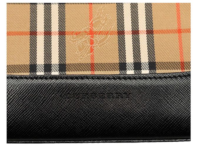Borsa a mano Burberry Beige Haymarket Check Canvas - vista 5
