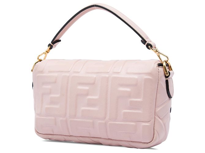 Borsa Satchel Baguette Fendi in pelle goffrata Mini Zucca Rosa - vista 2