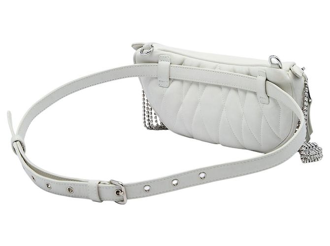 Bolso cinturón convertible Miu Miu de napa blanco con flecos de cristal - vista 2