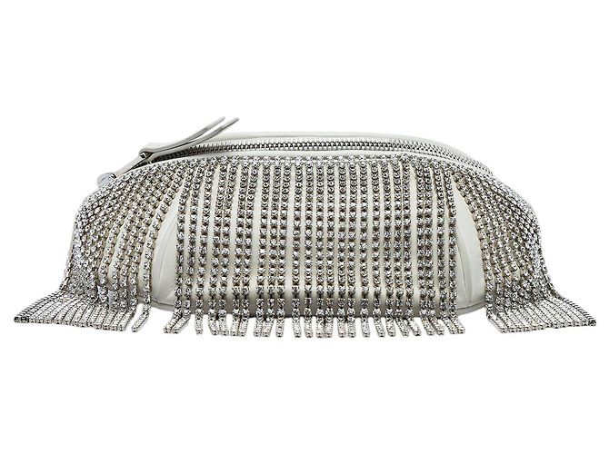 Bolso cinturón convertible Miu Miu de napa blanco con flecos de cristal - vista 3