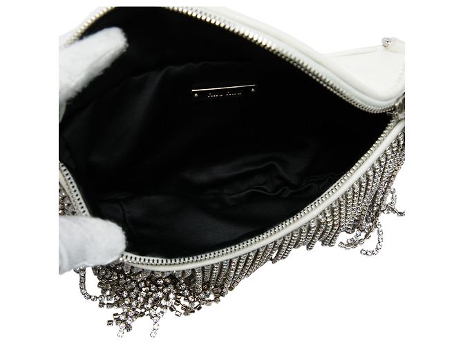 Bolso cinturón convertible Miu Miu de napa blanco con flecos de cristal - vista 4