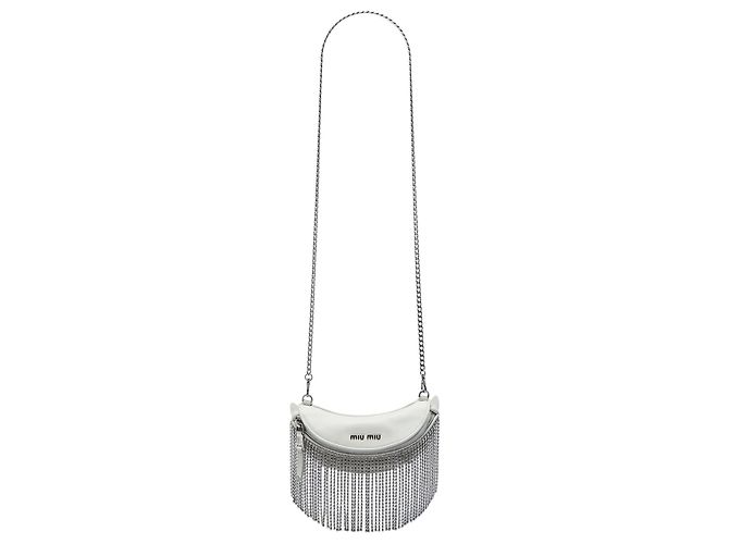 Bolso cinturón convertible Miu Miu de napa blanco con flecos de cristal - vista 5