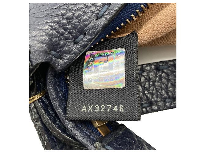 Fendi Blue Medium Leather Selleria Crossbody Blu navy - vista 6