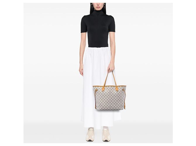 Louis Vuitton White Damier Azur Neverfull MM Branco - vista 5