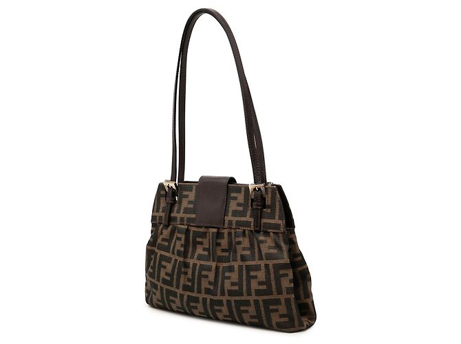 Bolso de hombro Fendi Small Zucca Canvas Marrón Castaño - vista 2