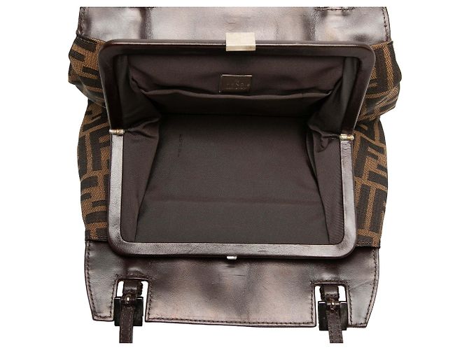 Bolso de hombro Fendi Small Zucca Canvas Marrón Castaño - vista 4