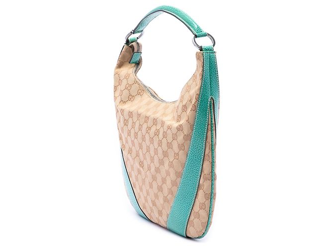 Borsa Hobo Gucci in tela GG beige Turchese - vista 2
