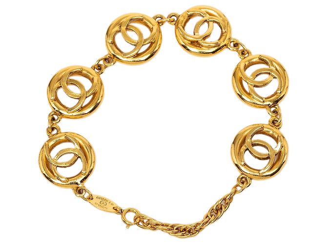 Bracciale a maglie con ciondolo Chanel Gold CC placcato oro D'oro - vista 3